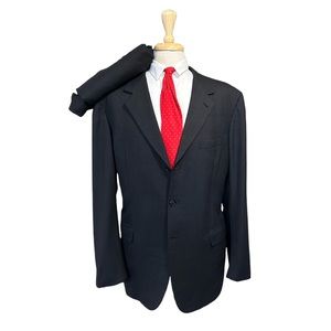 RARE Brioni Escorial Wool Suit 46R-40x32 Black Patterned Italian Pleated Vented